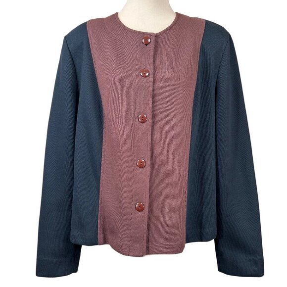 Weekenders Jackets & Blazers - Weekenders Brown Black Knit Button-Up Long Sleeve Cardigan Jacket Size XL